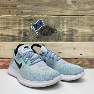 Nike Free RN Flyknit Athletic Running Shoes Women's Size 8 Sky Dust Blue Teal